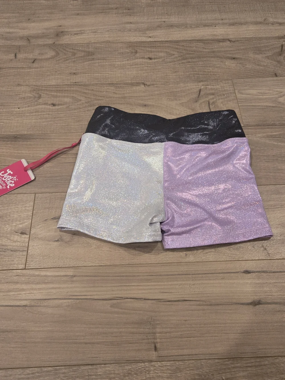 NWT Justice Girls Metallic Cinch Waistband Shorts multi size avail S, M, LG, XL